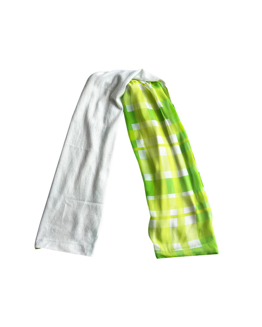 Neon Green Yellow Plaid Scarf - Cashmere Chiffon Silk | cukimber designs