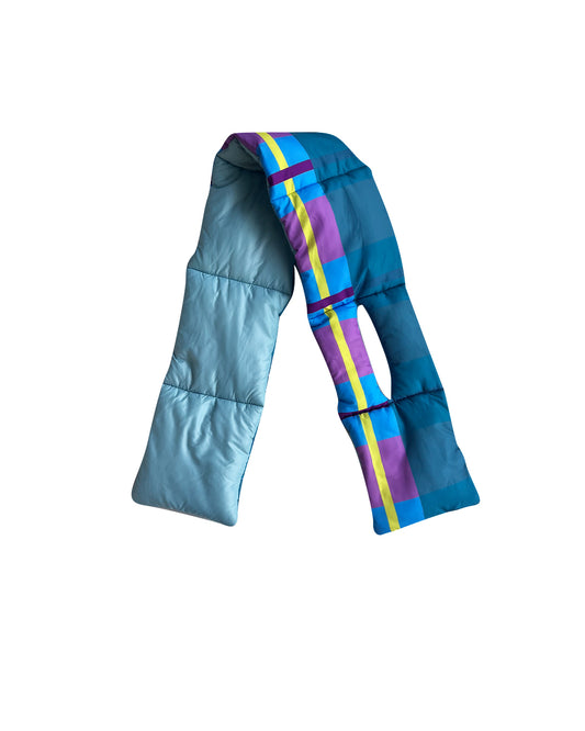 Blue Plaid Puffer Scarf | Colorful Winter | cukimber designs