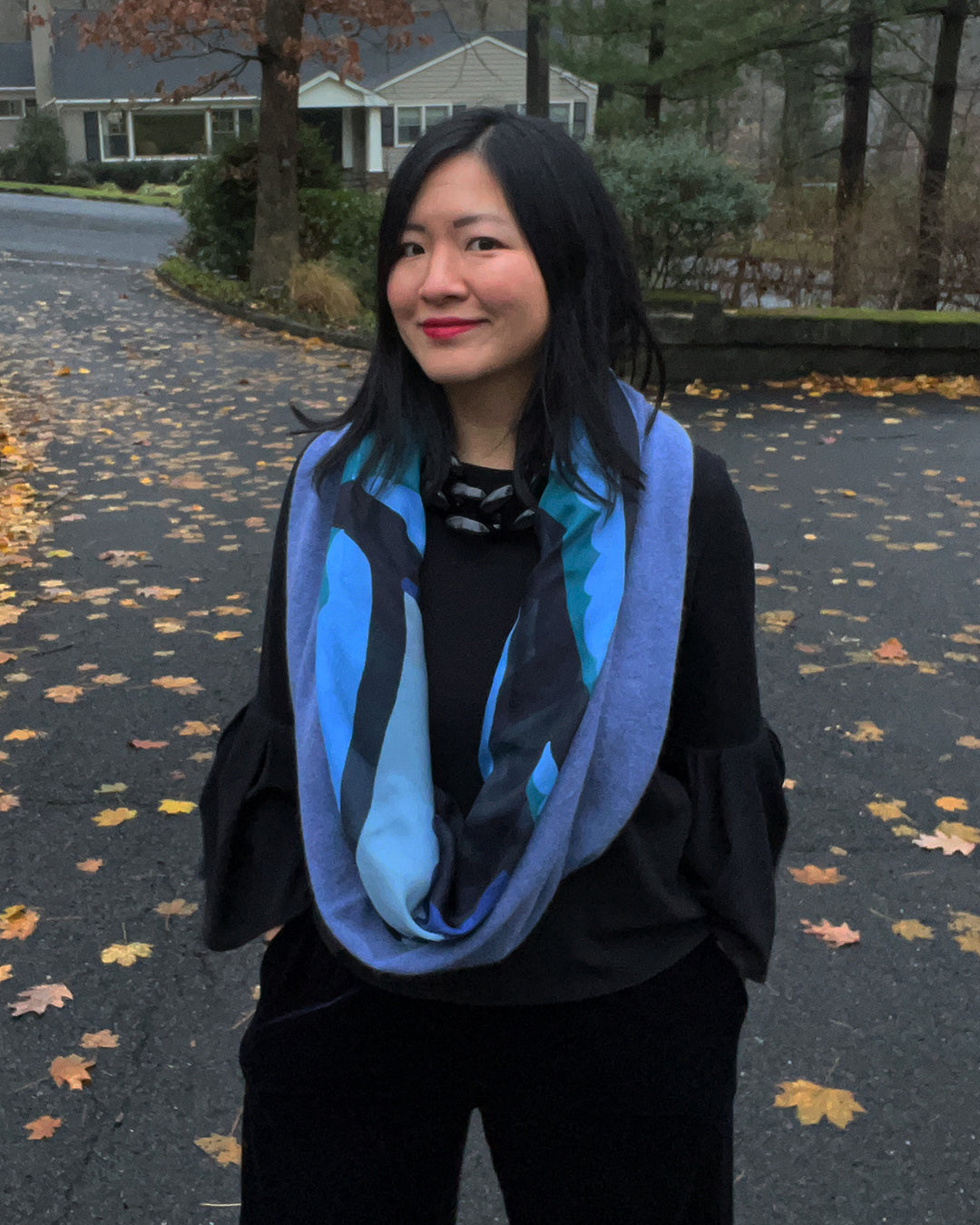 Heather Gray Knots Infinity Cashmere Silk Chiffon Scarf | cukimber designs