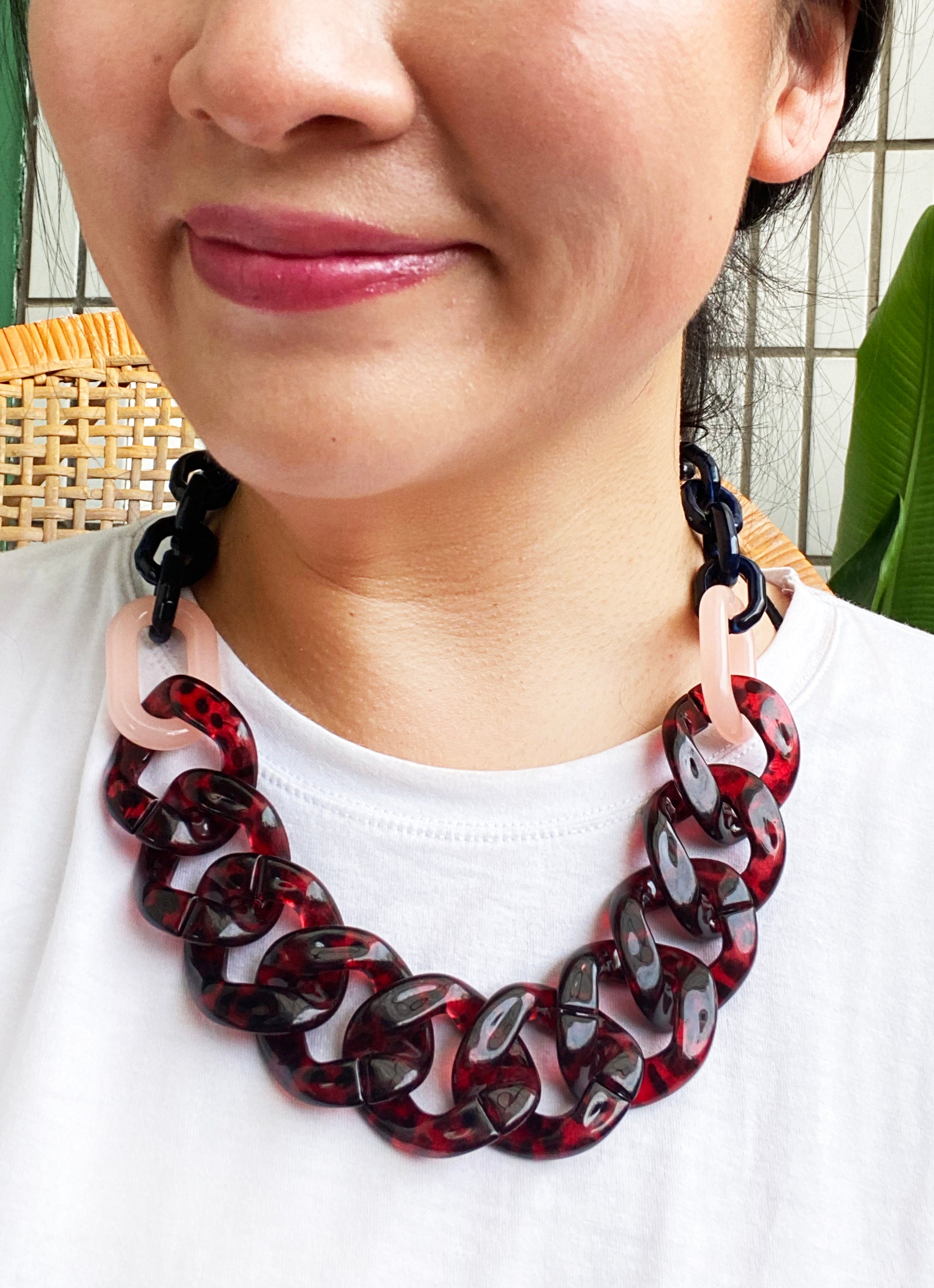 Red and sales navy necklace