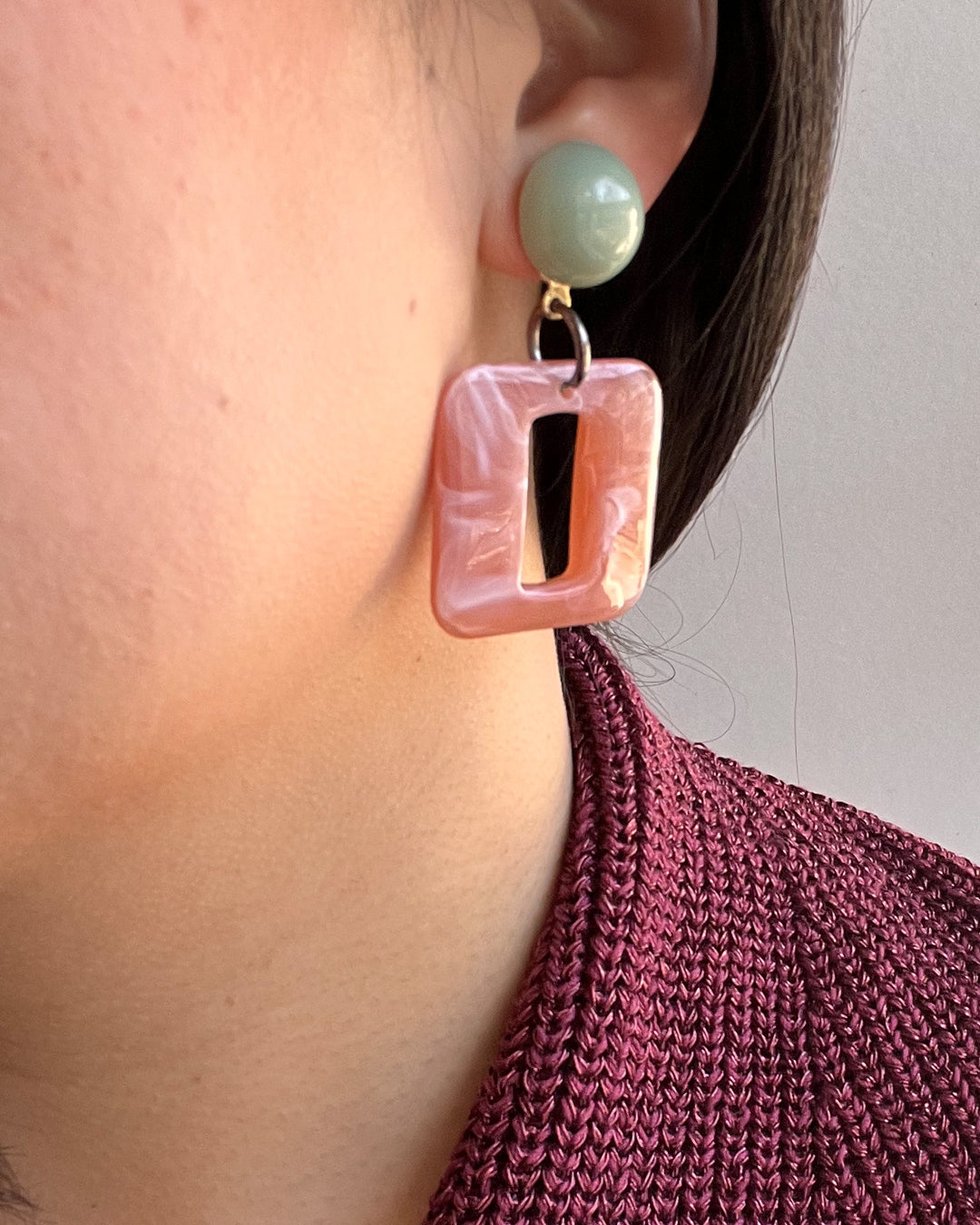 Pink jade best sale earrings